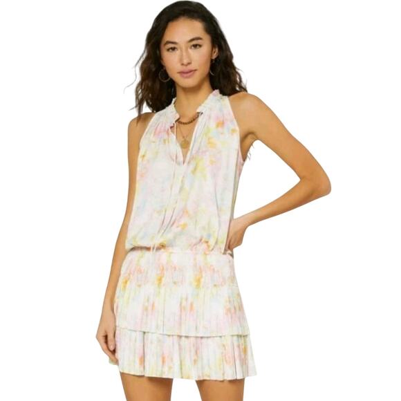 Current Air Dresses & Skirts - Current Air Cara Painterly Dress Sz S Mini Pleated Watercolor Art To Wear Fairy